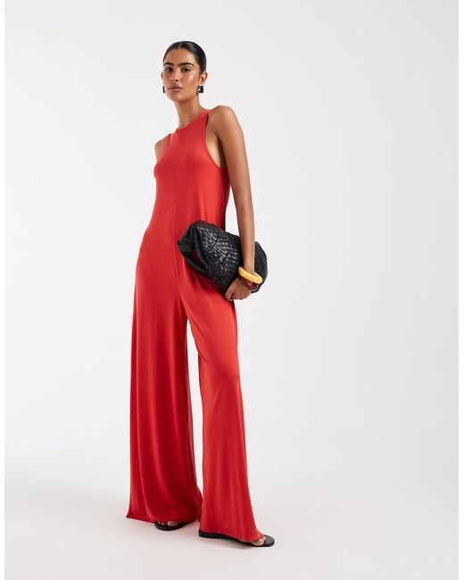 ASOS Red Modal Jumpsuit With Pockets