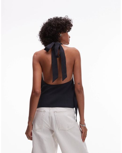 TOPSHOP Black Super Soft Cupro Halter Neck Top