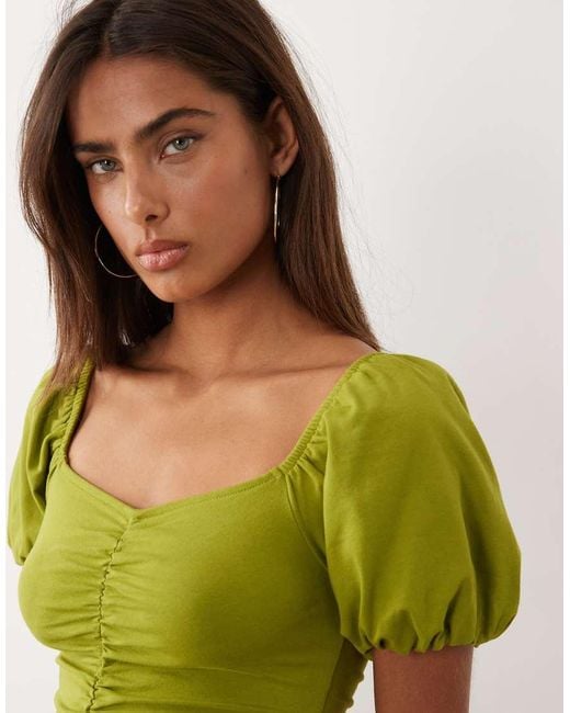 ASOS Green Ruched Front Mini Tea Dress