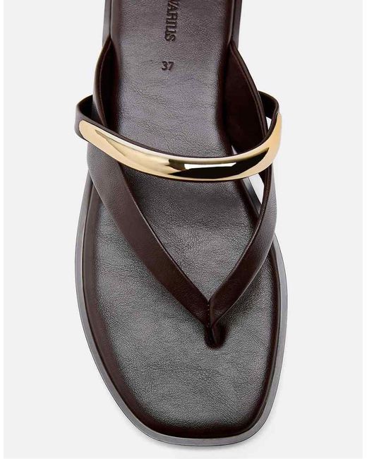 Stradivarius Black Flat Thong Sandals With Metal Detail