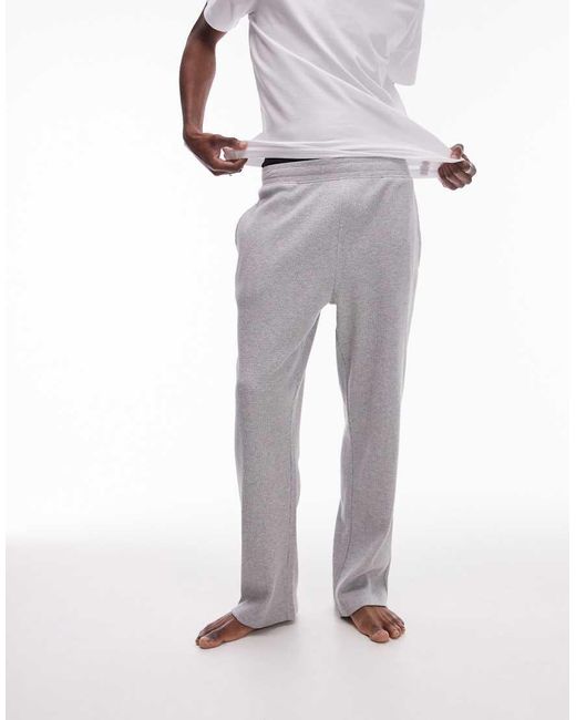 Topman White Lounge Straight Leg Waffle jogger for men