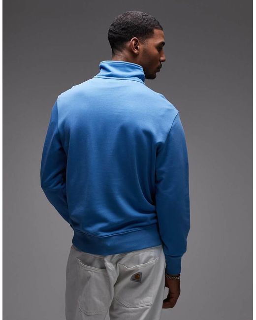 Napapijri Blue Box Logo Half Zip Sweatshirt for men