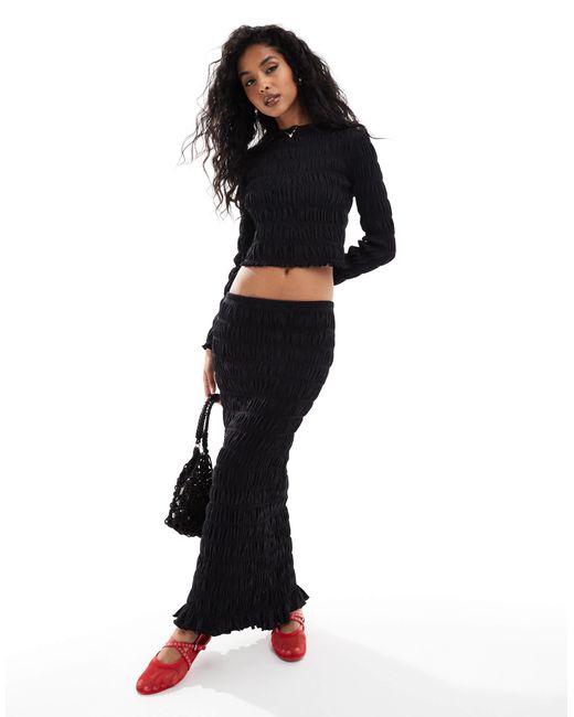 Jupe d'ensemble froncée mi-longue ASOS en coloris Black