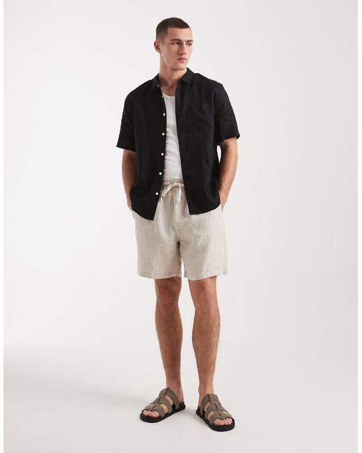 Cotton On Black Relaxed Linen Shirt for men