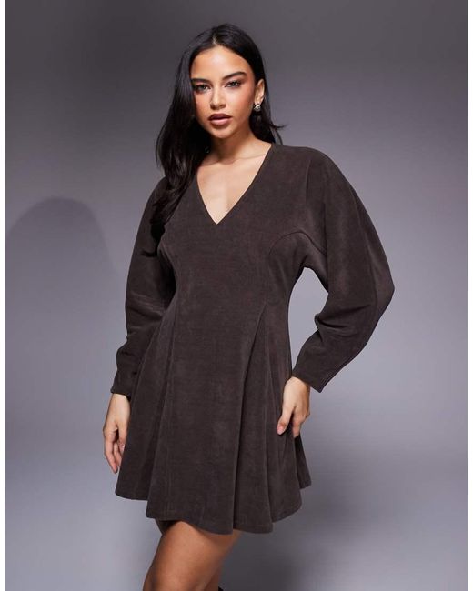 ASOS Gray Cord Wide Sleeve Mini Swing Dress