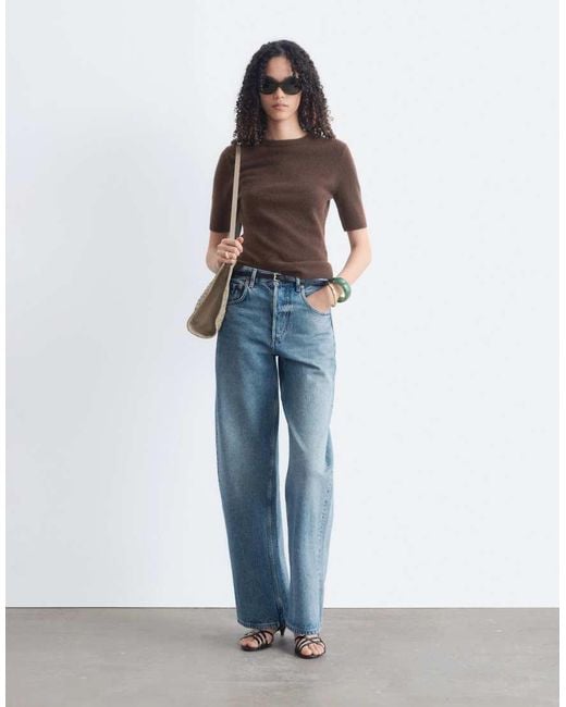 & Other Stories Blue Cashmere Fine Knit Top