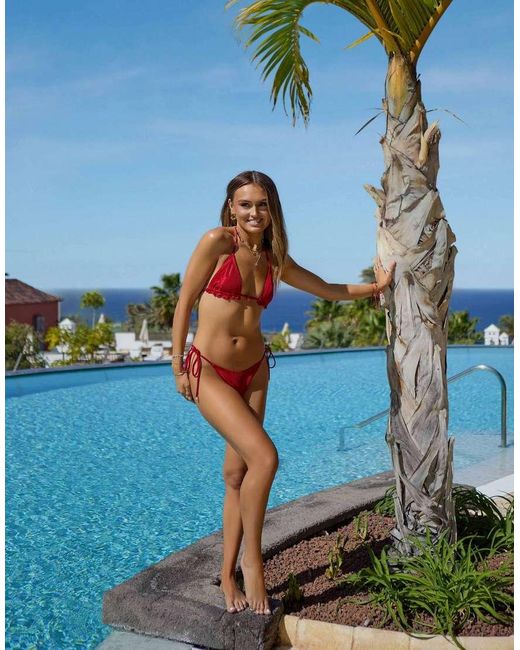 South Beach Blue X Misha Grimes Crinkle Tie Side Bikini Bottom