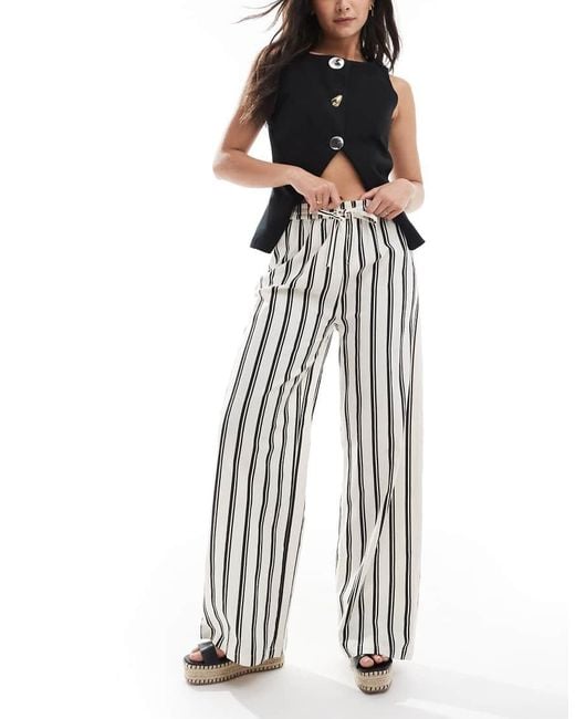 Wednesday's Girl White Stripe Wide Leg Trouser