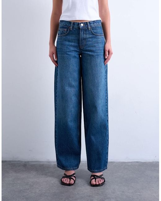 TOPSHOP Blue Cinch Low Rise Relaxed Jean
