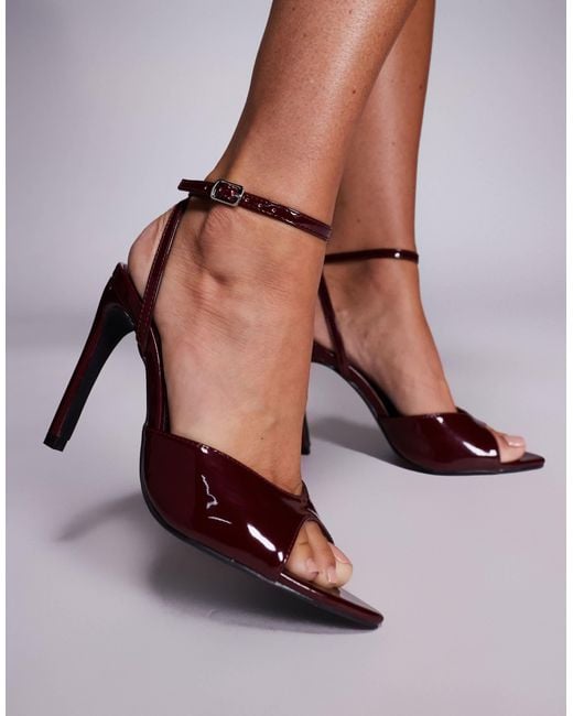 Public Desire Purple Public Desire Caught On Wide Fit Tie Leg Heeled Sandals
