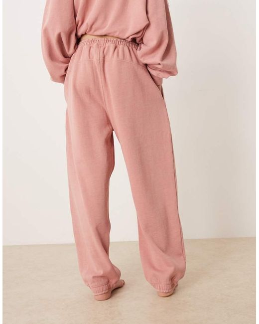 Free People Pink Intimately Fp Slow It Down Cosy Wide Leg Trackies