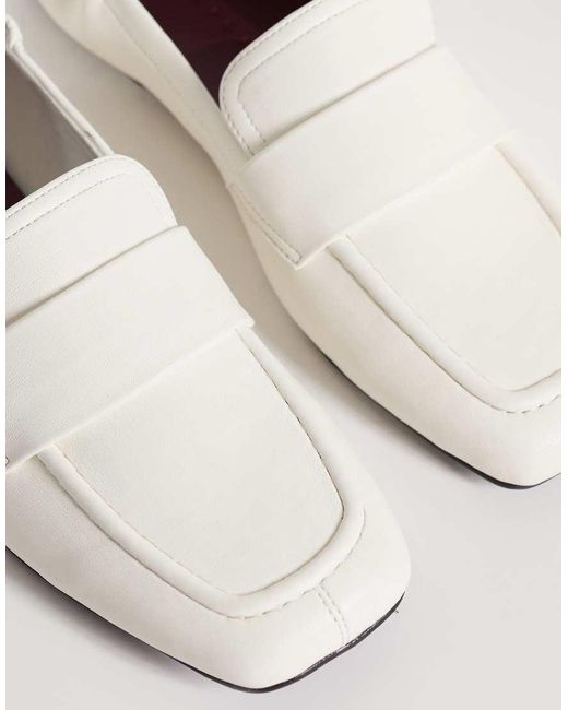 ASOS White Melody Square Toe Soft Loafers