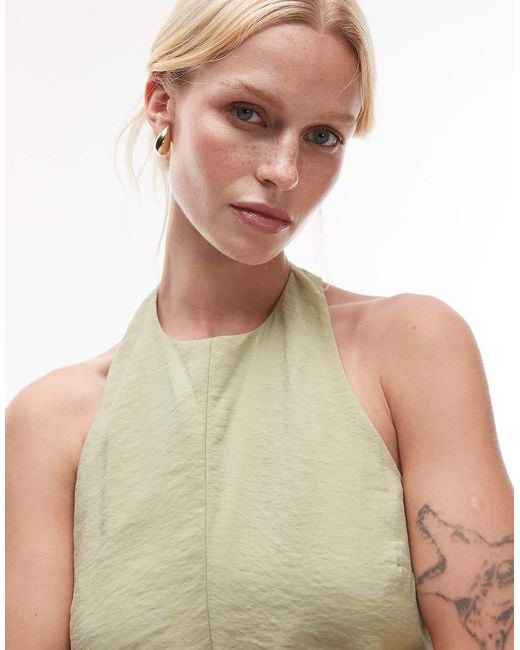 TOPSHOP Green Halterneck Playsuit