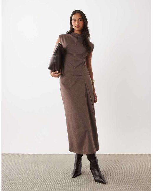 Mango Brown Clinta High Neck Sleeveless Top Co-Ord
