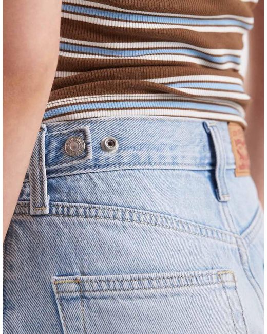 Levi's Blue Cinch Waist Mid-thigh Denim Shorts