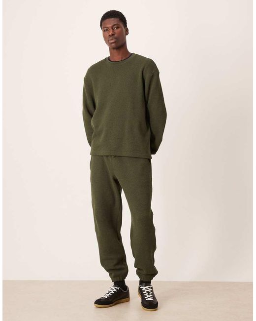 ASOS Green Heavyweight Oversized Textured Sweatshirt 400gsms for men