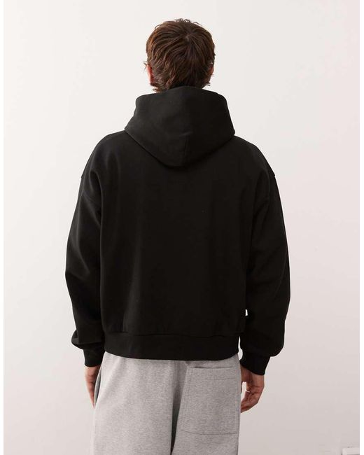Weekday Black Heavyweight Jersey Oversized Boxy Fit Hoodie for men