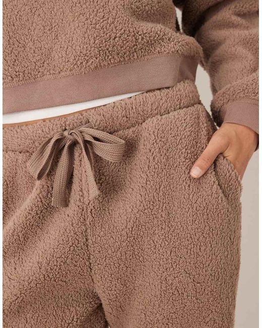 ASOS Natural Lounge Cuddle Cropped Hoodie & Tapered Leg Pants Set