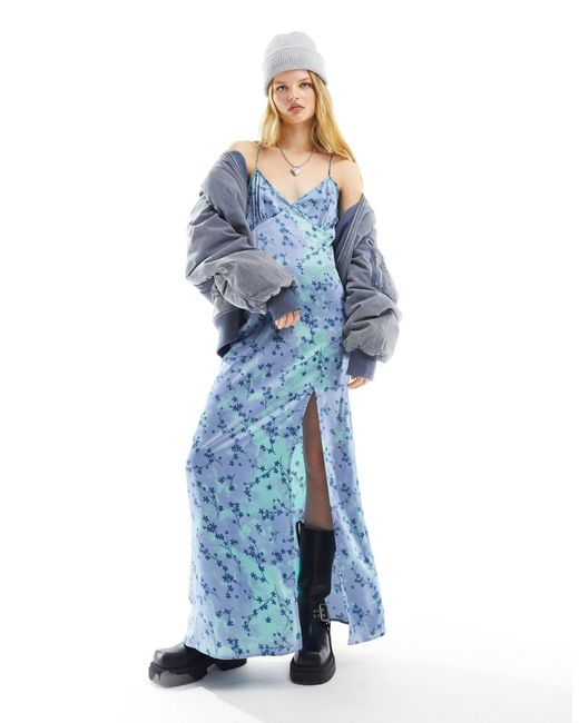 Robe longue style années 90 à fines bretelles - fleuri Daisy Street en coloris Blue