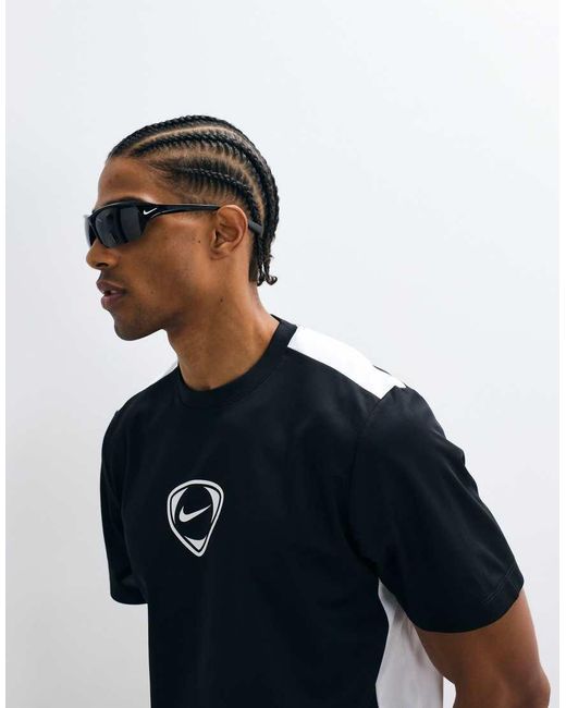 Nike Football Blue Dri-fit Academy+ Central Logo T-shirt for men