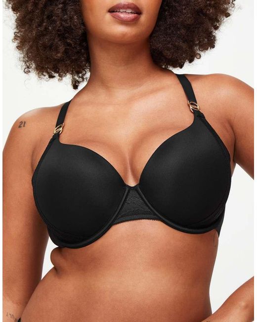 KBX Black Charlotte Underwired Padded Plunge Bra
