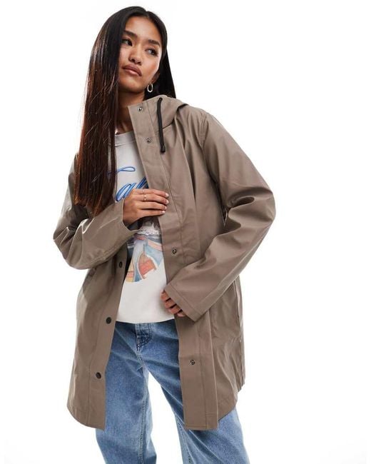 ONLY Brown Hooded Raincoat