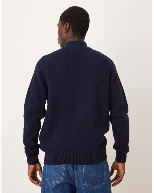 Barbour Blue Grangetown Half Zip Knitted Jumper for men