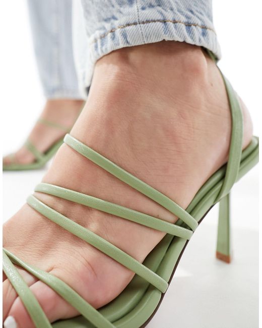 ASOS Green Hamper Strappy Mid Heeled Sandals