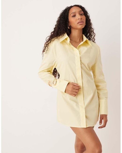 ASOS Getailleerde Mini Overhemdjurk in het Natural