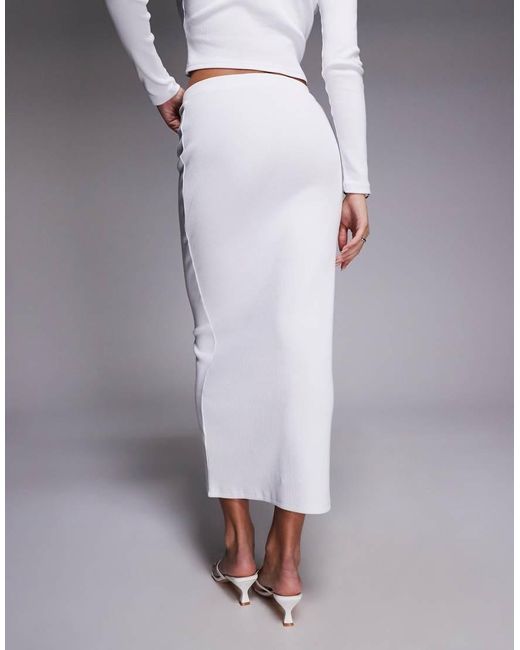The Frolic Purple Exclusive Ribbed Mid Waist Maxi Column Skirt Co-Ord