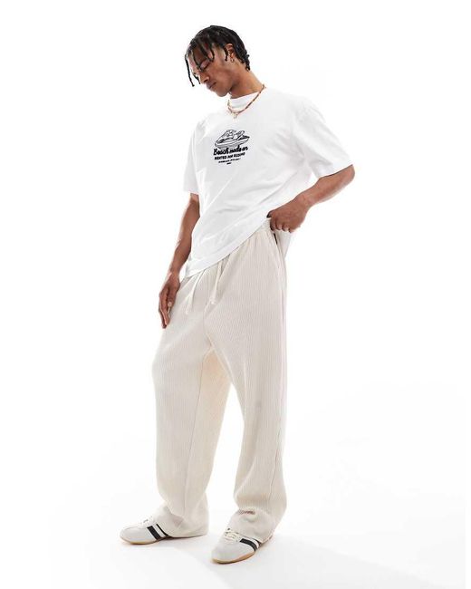 Jack & Jones White Loose Fit Plisse jogger for men