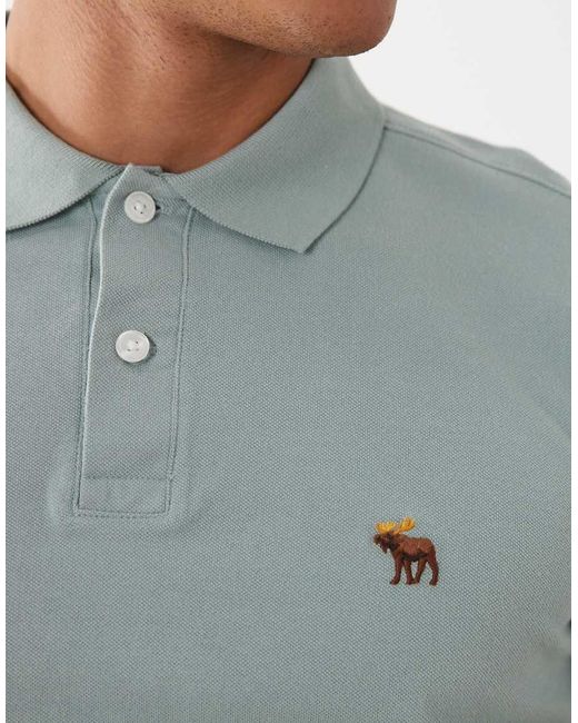 Abercrombie & Fitch Blue Icon Logo Short Sleeve Polo Shirt for men