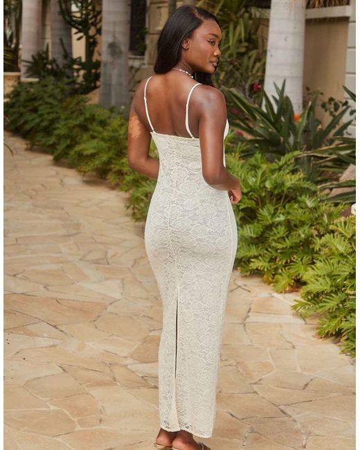 South Beach Green Lace Maxi Beach Dress With Bow Detail And Back Split