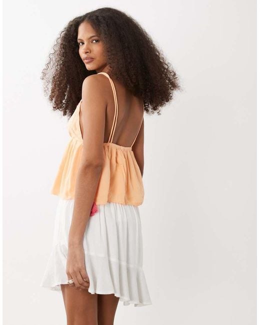 Mango Orange Teen Lace Detail Strappy Flowy Top