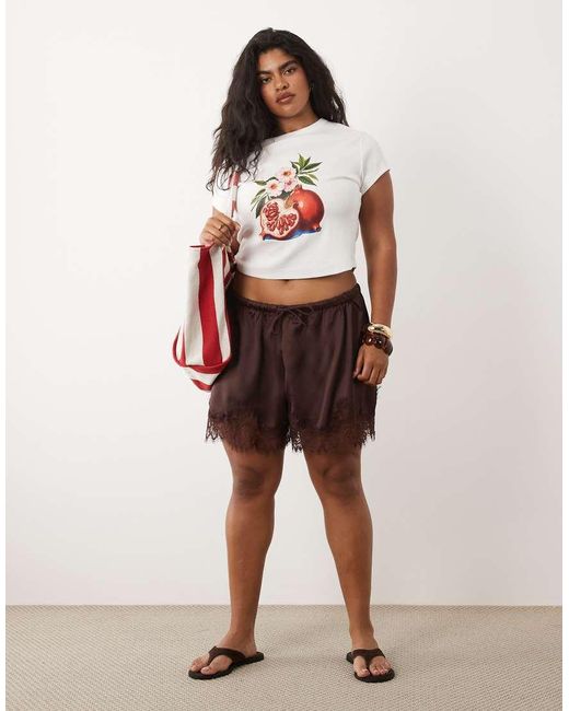 ASOS White Asos Design Curve Baby Tee With Vintage Pomegranate Graphic