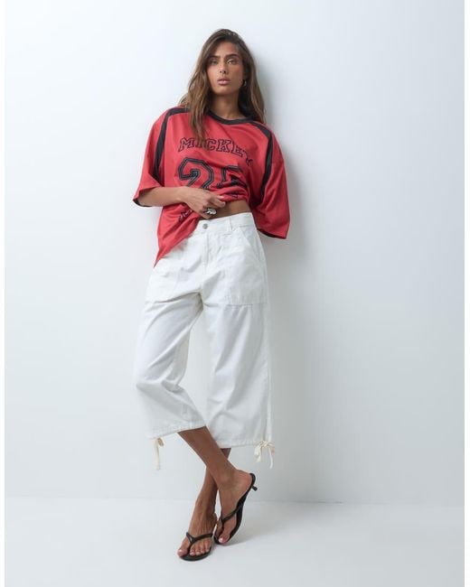 ASOS Red Disney Airtex Mesh Oversized T-Shirt With Varsity Print