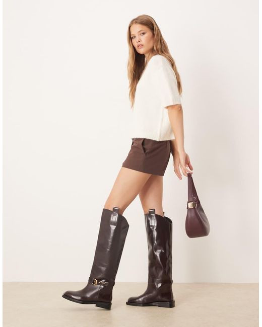 Gina Tricot Top Van Halfzwaar Breisel Met Korte Mouwen En Ronde Hals in het White
