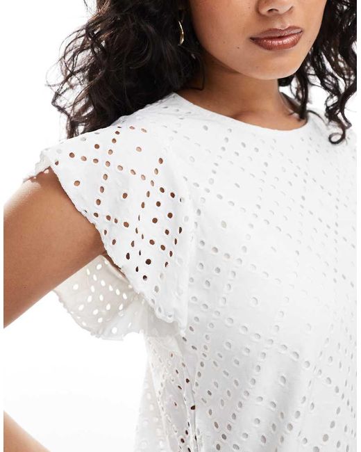 Vero Moda White Sleeveless Jersey Broderie Top