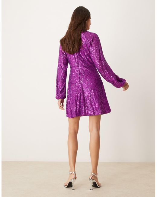 Robe courte à sequins Y.A.S en coloris Purple
