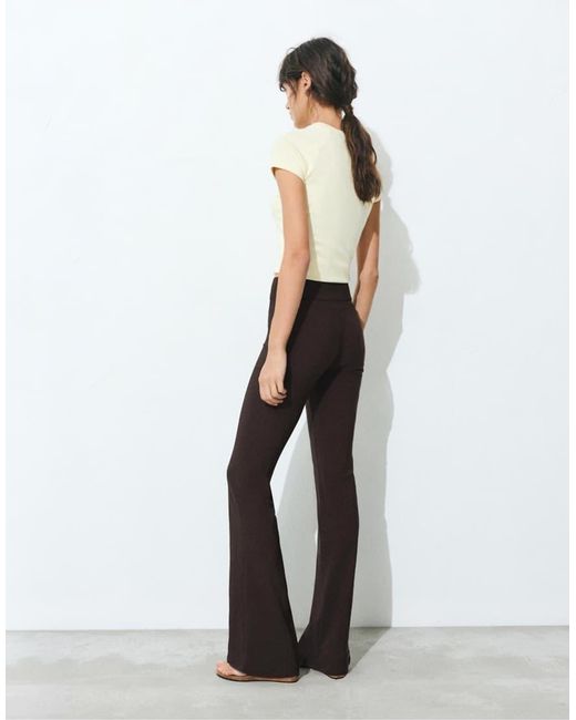 Pull&Bear Gray Mid-waist Flared Trousers