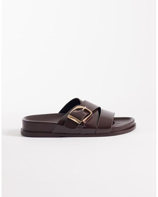 ASOS Brown Freeway Double Strap Slides