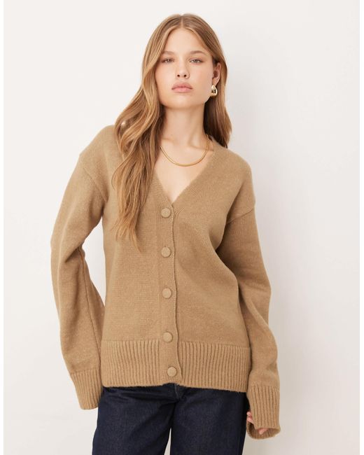 ASOS Natural Knitted Oversized Cardigan