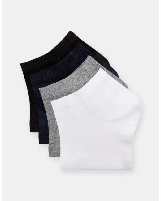 Pull&Bear Black 4 Pack Of Basic Short Socks for men