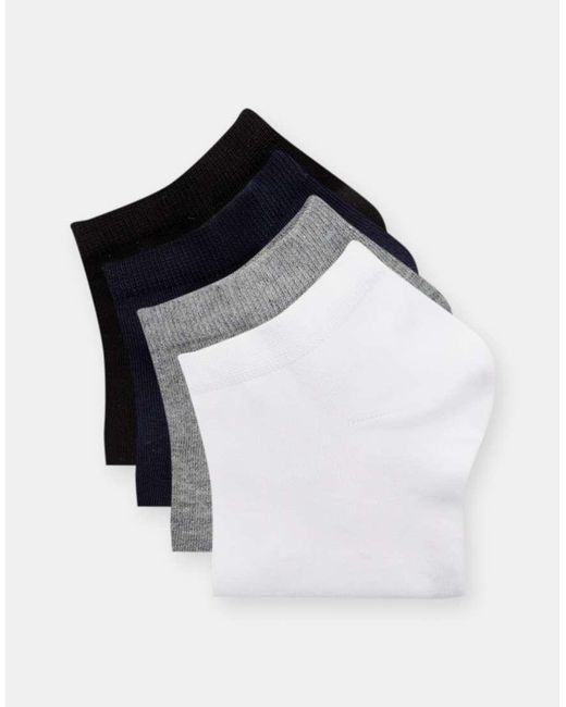 Pull&Bear Black 4 Pack Of Basic Short Socks for men