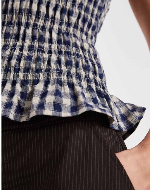 Daisy Street Black Shirred Short Sleeve Top