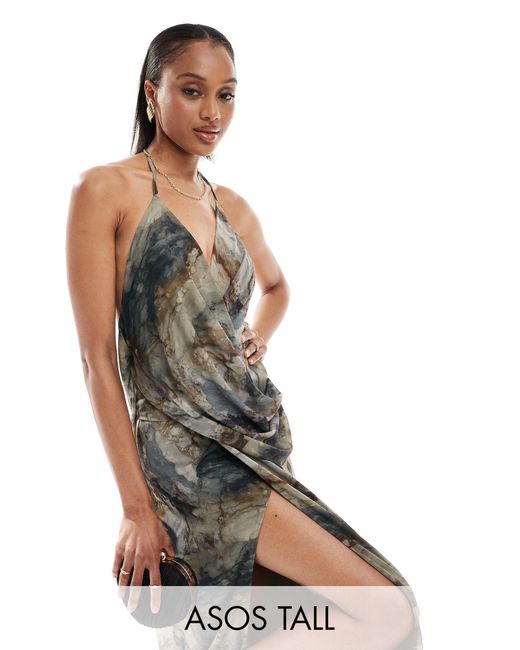 ASOS Brown Asos Design Tall Cami Plunge Wrap Dress