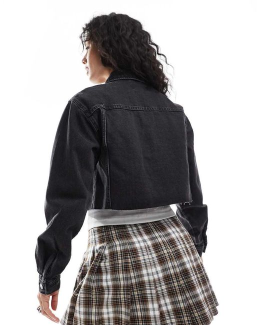 New Look Black Cropped Denim Jacket