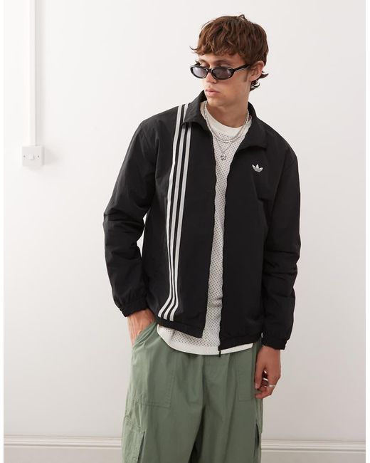 Adidas Originals Black Firebird Track Top With Front Stripes for men