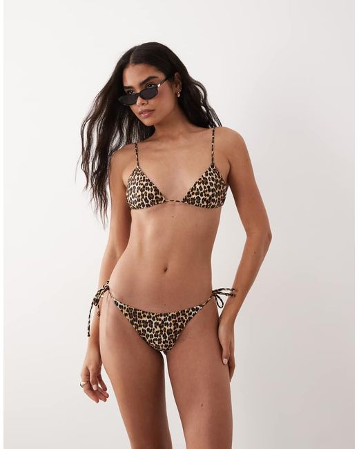 Mango Brown Leopard Print Tie Back Bikini Top