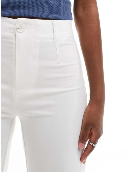 Bershka White High Waisted Tailored Trousers